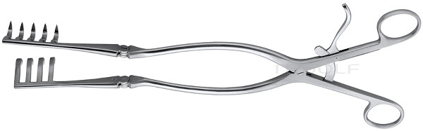 RU 4739-01 / Divaricatore Beckmann-Adson, Acuti 25mm, 33cm, 4x5 Denti