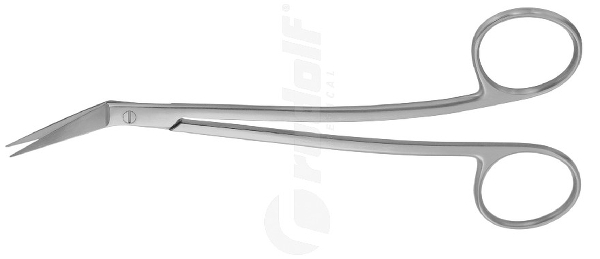 RU 2918-16 / Gum Scissors Locklinsh/Sh, Angular 16,5 cm, 6,5", Serr.