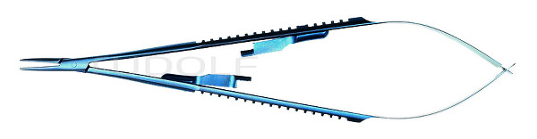 RU 5952-14U / Needle Holder Microgrip, Stand., Flat Hdl. Str., W. Ratchet, Ti,1,5mm, 14,5cm, 5 3/4"