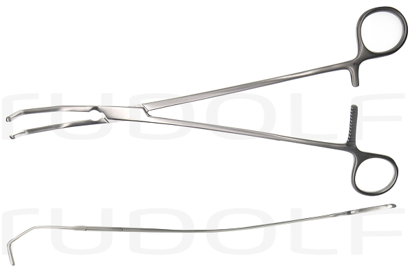 RU 7640-25 / Satinsky-De Bakey Atrauma Clamp, Cvd., Shanks Cvd., (L) 25 cm - 10" Tangential Occlusion