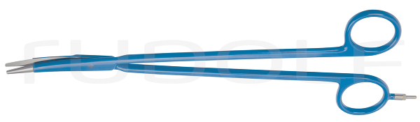 RU 1382-23 / Bipolar Scissors Metzenbaum, Cvd., Blue 23 cm, Round Plug, Slender Pattern
