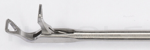 RU 8650-03/19 / Micro-Grasping Forceps, Cvd Upw. Left, Jaw Ø 2 mm, (Wl) 23cm - 9", Forefinger Movable