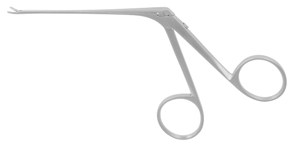RU 7890-32 / Micro Ear Forceps, Curved Right, Serrated, Shaft Length 8 cm - 3 1/4",