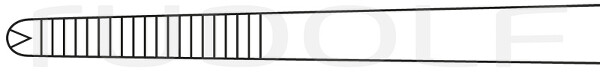 RU 3502-18 / Pinza Peritoneal Mikulicz, Curva Lateral 1x2 Dientes, 18,5 cm