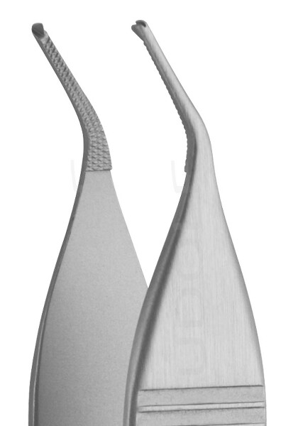 RU 4136-72 / Pinza Adson, 1x2D., Curva, Dentada En Cruz, Dientes En Posición Oblicua 1 mm, 12 cm