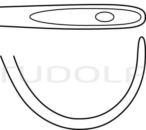 RU 6108-02 / Unterbindungsnadel Deschamps, Stumpf, für Linke Hand, 20 cm, Rechts Gebogen