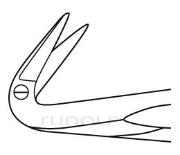 RU 1771-99R / Micro Scissors Streamline, Sh/Sh, Angeld 125°, Blade 10mm, W/O. Ball, 18cm, 7"