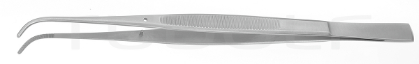 RU 4053-17 / Dressing Forceps Taylor, Curved, 1.5 mm, Dissector End, (L) 17,5cm
 - 7"