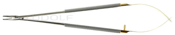 RU 5866-35 / Needle Holder Castroviejo/Barraquer, Cvd. TC. W/O. Ratchet, 18cm, 7"