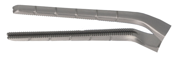 RU 7754-02 / Cooley Atrauma Clamp, Pediatric, Angled, (L) 14 cm - 5 1/2"