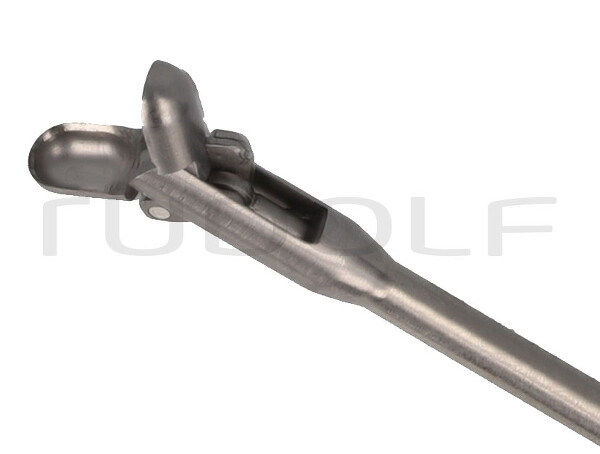 RU 8114-01/03 / Pinza De Doble Cuchara, Corte Vertical Ø 3 mm, 70° Curva Hacia Arriba, 9,5 cm, Con LUER-LOCK