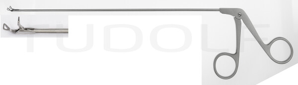 RU 8650-03/19 / Micropinza Laríngea, Triangular, Curva Arriba Izqda., 2 mm, 23 cm