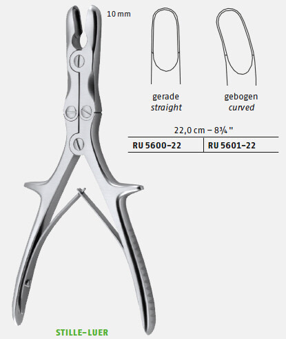 RU 5600-22 / Pince Gouge Stille-Luer, Droite 22 cm, 10 mm