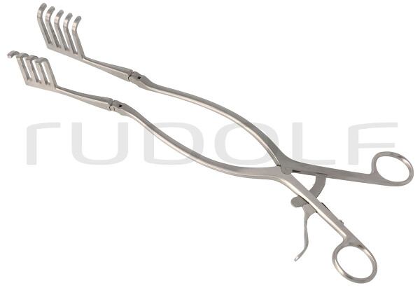 RU 4739-12 / Divaricatore Beckmann-Adson, Smussi 44mm, 32cm, 4x5 Denti