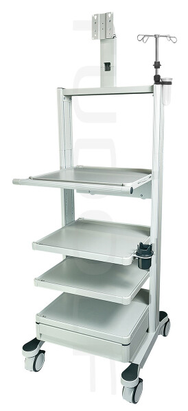IM403-001 / Chariot Standard 4 Tablettes, Support Infusion Et Support Pour Tête De Caméra