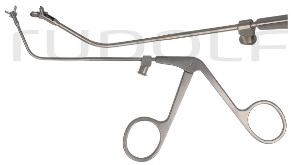 RU 8114-01/03 / Pinza De Doble Cuchara, Corte Vertical Ø 3 mm, 70° Curva Hacia Arriba, 9,5 cm, Con LUER-LOCK