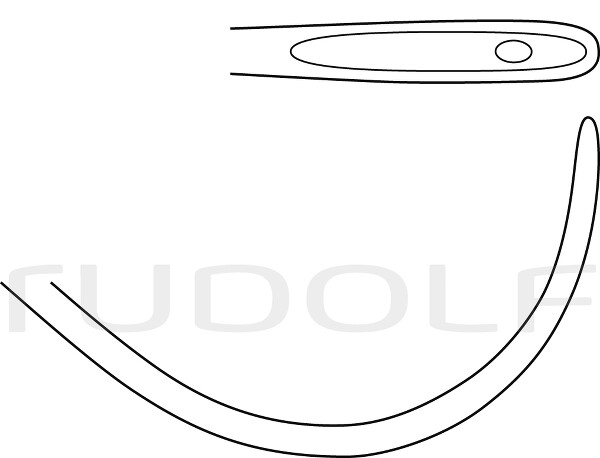 RU 6112-24 / Unterbindungsnadel Deschamps, Stumpf, für Linke Hand, 24 cm, Rechts Gebogen