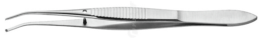 RU 4261-10 / Pinzette, Chirurgisch, Fein, Leicht Gebogen 1x2 Zähne, 10 cm