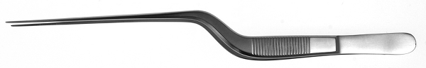 RU 7864-28 / Ear Dressing Forceps Jansen/Grünwald, Bayonet-Shaped, 1.2 mm, 19.5 cm - 7 3/4"