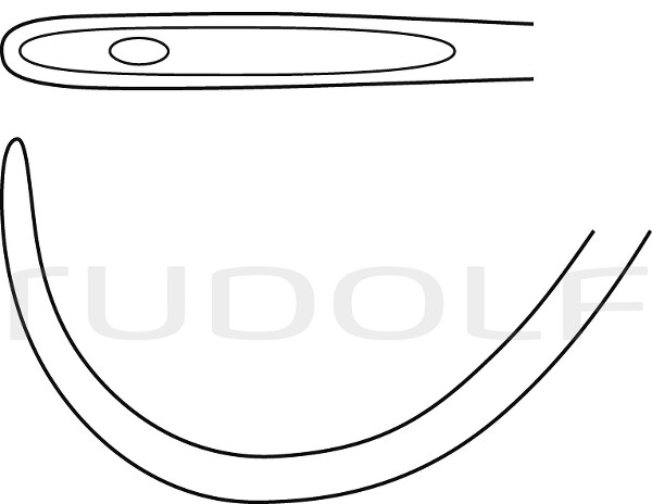 RU 6110-21 / Ago Per Legatura Deschamps, Smusso, Per Mano Destra, 21 cm, Curvo A Sinistra