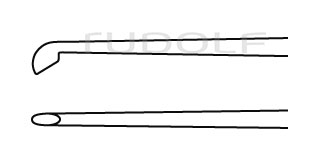 RU 8836-15T / Rhoton Curette, Oval, 45°, Angled, Ti Fig. 14,19,0 cm - 7 1/2", 1x2 mm