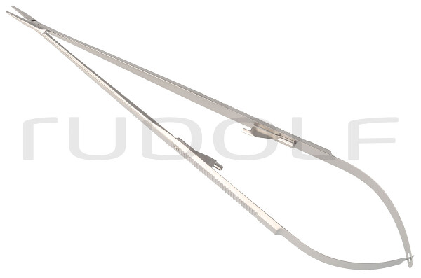 RU 5852-22G / Needle Holder Microgrip, Stand., Flat Hdl. Str., W. Ratchet, 22cm, 8 3/4"