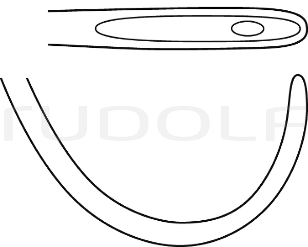 RU 6102-20 / Ago Per Legatura Deschamps-Standard Smusso, Per Mano Sinistra, 20 cm, Curvo A Destra