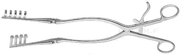RU 4739-11 / Divaricatore Beckmann-Adson, Smussi 25mm, 32cm, 4x5 Denti