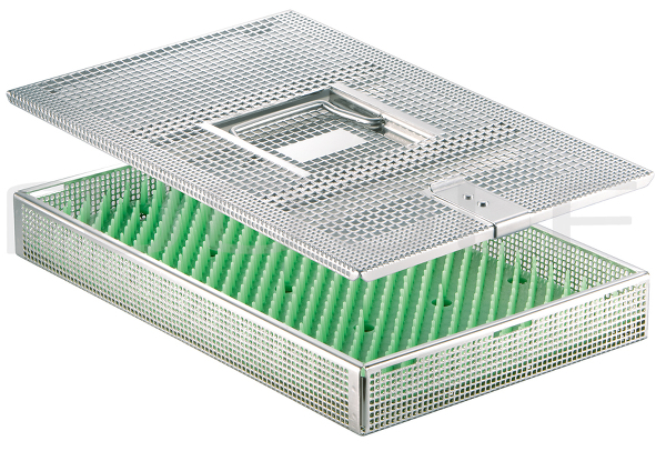 CS050-004 / Minikorb; 270x170x35mm
 S. Noppenmatte Im Körper; 2 Instrumentenhalter Im Deckel;
