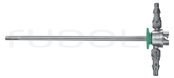RC180-112 / Continuous-Flow Outer Sheath for Resectoscope 18.5Ch., Rotatable, Allround Perforated, Click System, Green