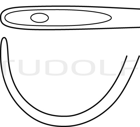 RU 6108-01 / Unterbindungsnadel Deschamps, Stumpf, für Rechte Hand, 20 cm, Links Gebogen