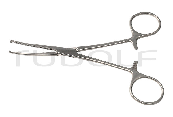RU 3031-14 / Pinza Emost. Kocher, Delicata, Curva, 1x2D 14,0 cm