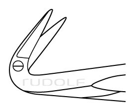 RU 1773-99R / Forbice Vascolare, Ac/Ac, Manico Tondo 125°, Streamline, 18,0 cm