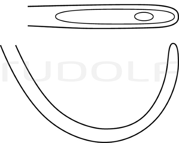 RU 6102-20 / Unterbindungsnadel Deschamps-Standard, Stumpf, für Linke Hand, 20 cm, Rechts Gebogen