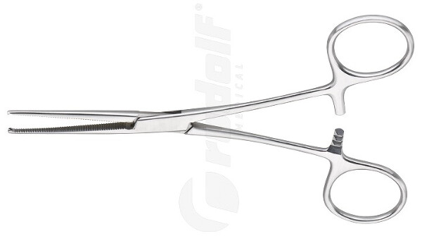 RU 3030-14 / Pinza Emost. Kocher, Delicata, Retta, 1x2D 14,0 cm