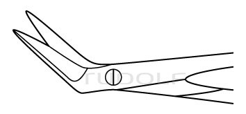 RU 1773-45R / Tijera Vascular Streamline, 45°, A/A, Mango Redondo, 17,5 cm