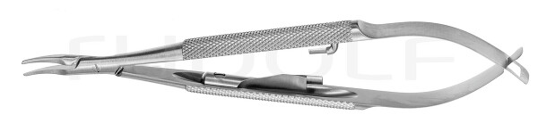 RU 5977-10 / Needle Holder Barraquer-Troutman Cvd., W. Ratchet, 0,5mm, 10cm, 4"