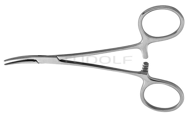 RU 3101-12 / Feine Arterienklemme Halsted-Mosquito, Gebogen, 12,5 cm