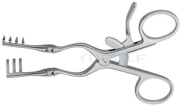 RU 4722-13 / Divaricatore Cone (Adson-Baby), Acuti 14cm, 3x4 Denti