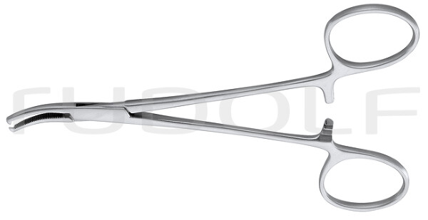 RU 3166-13 / Pinza Emostatica Raimondi, Curva Lat. 1x2 Denti, 12,5 cm