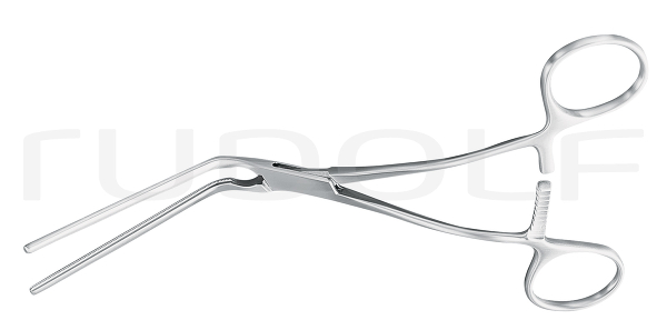 RU 7611-18 / Leland-Jones (De Bakey) Atrauma Forceps, Shanks Curved, (L) 19 cm - 7 1/2"