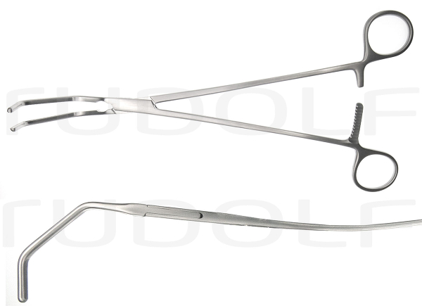 RU 7640-26 / Satinsky-De Bakey Atrauma Clamp, Cvd., Shanks Cvd., (L) 26 cm - 10 1/4" Tangential Occlusion