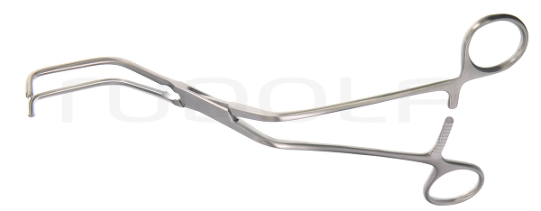 RU 7624-23 / Ochsner Atrauma Forceps, Cvd., Shanks Angled, (L) 23.5 cm - 9 1/4"