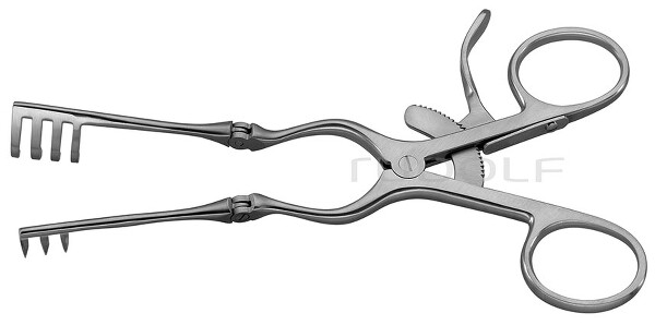 RU 4722-16 / Divaricatore Cone (Adson-Baby), Acuti 16cm, 3x4 Denti