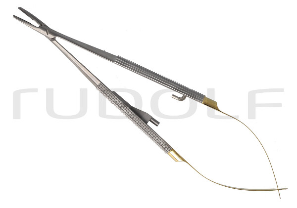 RU 5866-13 / Needle Holder Castroviejo/Barraquer, Cvd. TC, W. Ratchet, 14cm, 5 1/2"