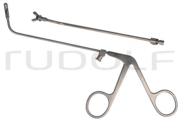 RU 8114-03 / Pinza De Doble Cuchara, Corte Horizontal Ø 4 mm, 70° Curva Hacia Arriba, 12 cm, Con LUER-LOCK