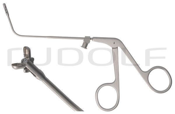 RU 8114-03/03 / Pinza De Doble Cuchara, Corte Horizontal Ø 3 mm, 70° Curva Hacia Arriba, 9,5 cm, Con LUER-LOCK