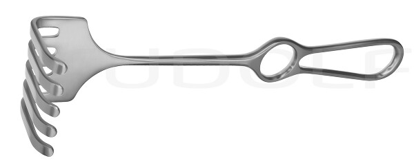 RU 4517-02 / Divaricatore Israel, Smusso, 5 Denti 25,0 cm, 40x50 mm