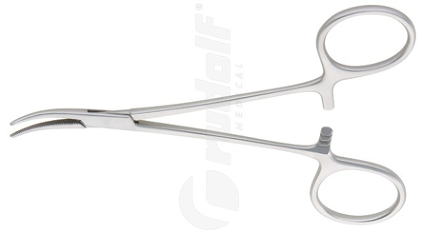 RU 3137-12 / Hemost. Fcps, Cvd., Cross Serr. 12 cm, 4,75"