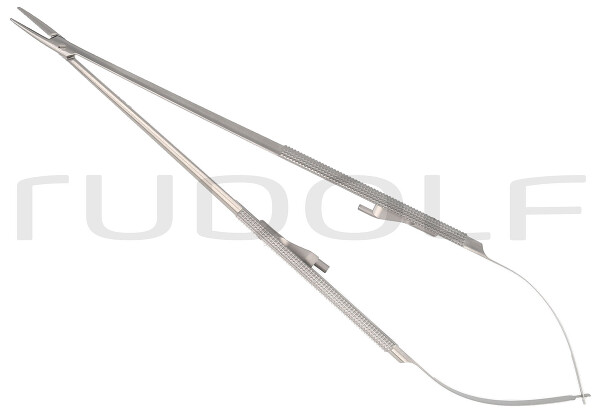 RU 5864-21 / Micro Needle Holder Straight, with Ratchet, 21cm